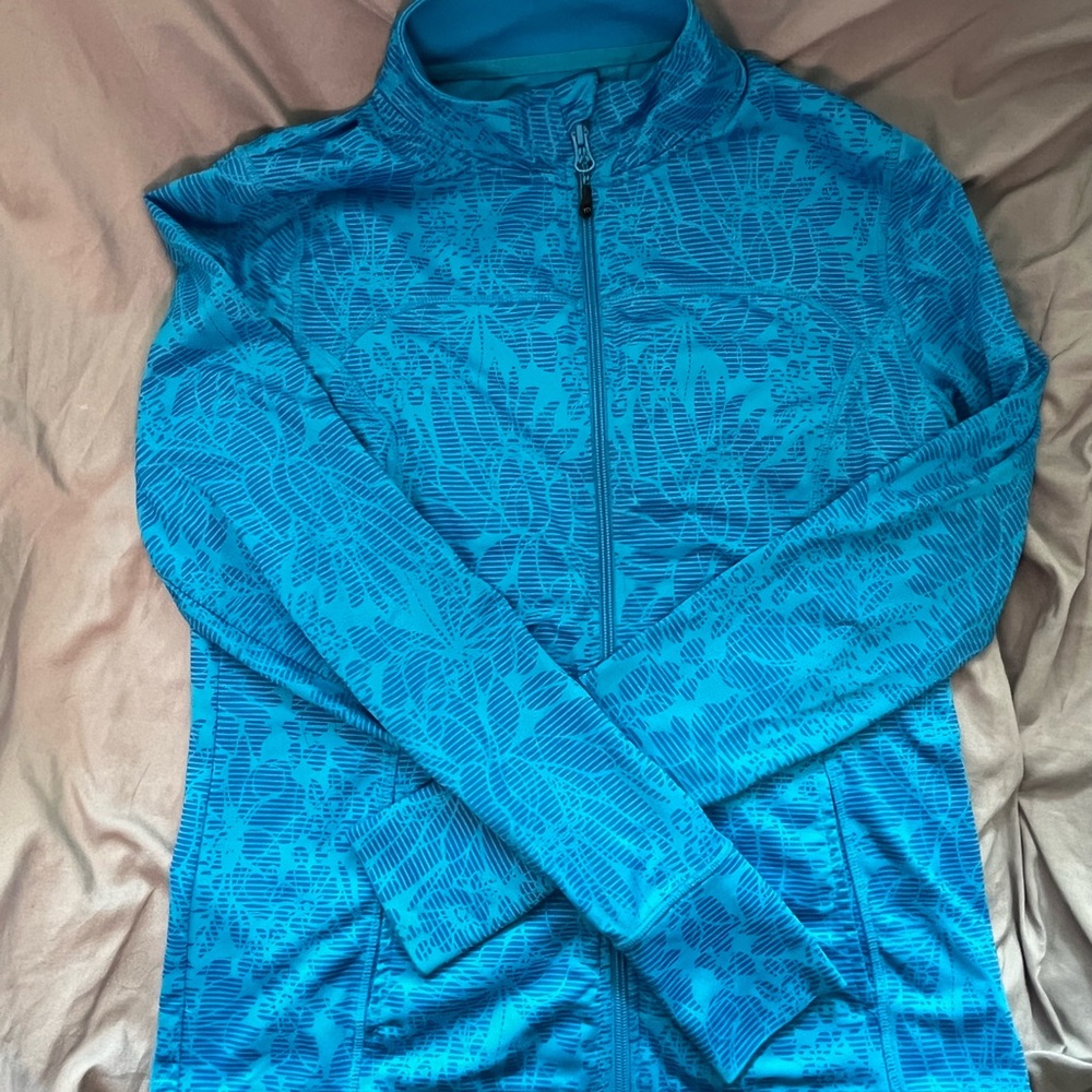 Mondetta Teal Patterned Zip-Up Jacket